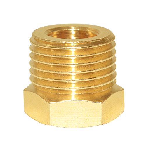 Hooshing 6PCS 1/2" NPT Male x 1/4" NPT Female Brass Reducer Hex Bushing Pipe Fitting Hose Tube Adapter - Image 4