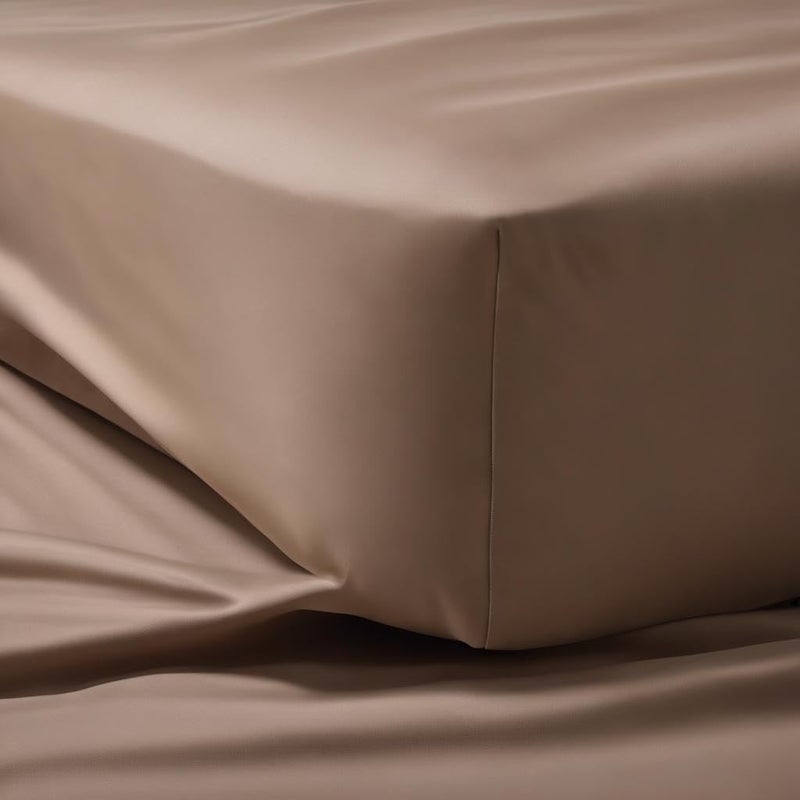 Kedara Cloth Cotton Feel Glace Cotton Elastic Fitted 72 x 72 Size Bed Bedsheet with 2 Pillow Cover 1000 TC 100 Egyptian Cotton 72 x 72 Taupe Solid - Image 1