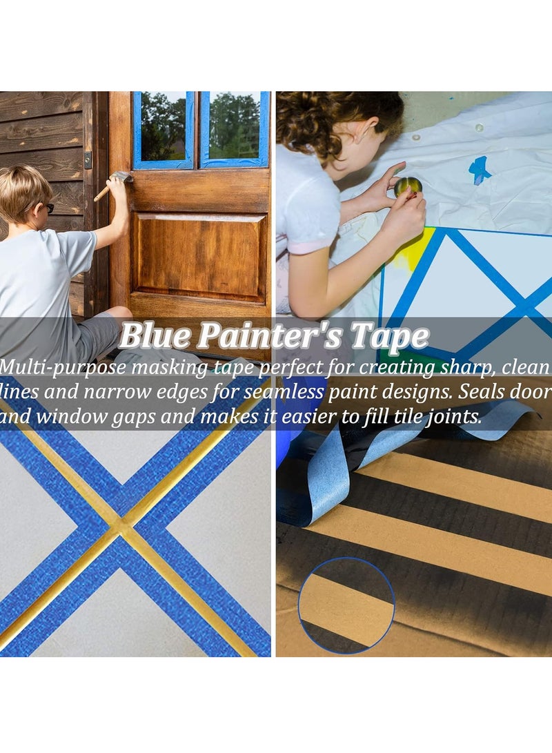 4 Rolls Premium Painters Tape, Blue Tape, Masking Tape, Paint Tape for Multi-Purpose, Painting, Painter's, DIY Crafts ArtsDecoration Labeling No Residue, Easy Removal - Image 4