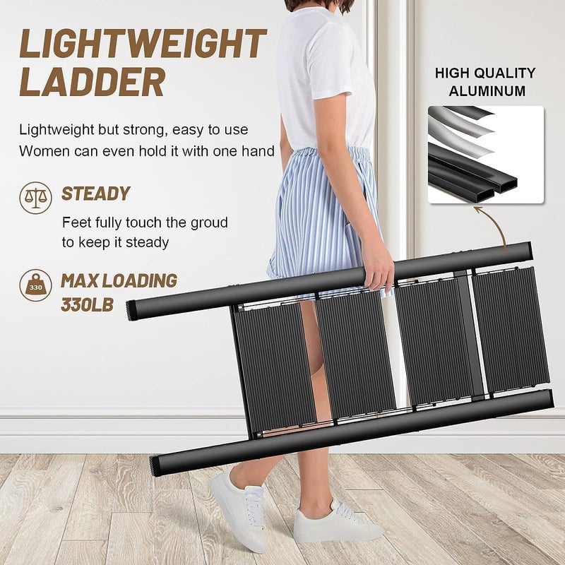 EETU 4 Step Ladder,Multipurpose Step Ladder,Folding Ladder with Wide Anti-Slip Pedal,Step Stool,Portable Lightweight Foldable Stepladder for Home Kitchen Library Office Holds up to 150 KG (4 STEPS) - Image 5
