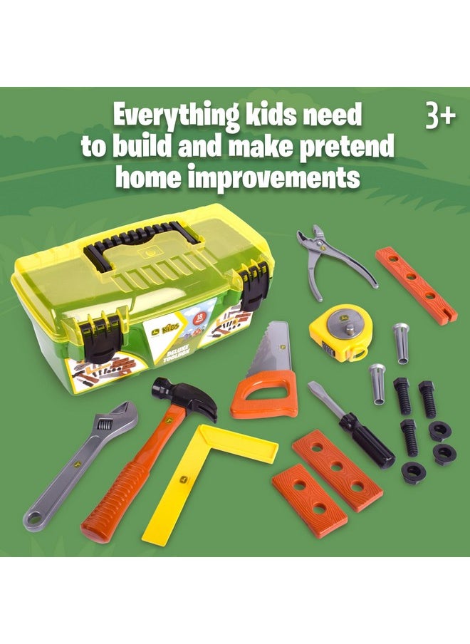 John Deere 18 Piece Deluxe Tool Box, Construction Playset With Tape Measure And Tools, Interactive Building Toys, Preschool Toys For Boys And Girl  - Image 5