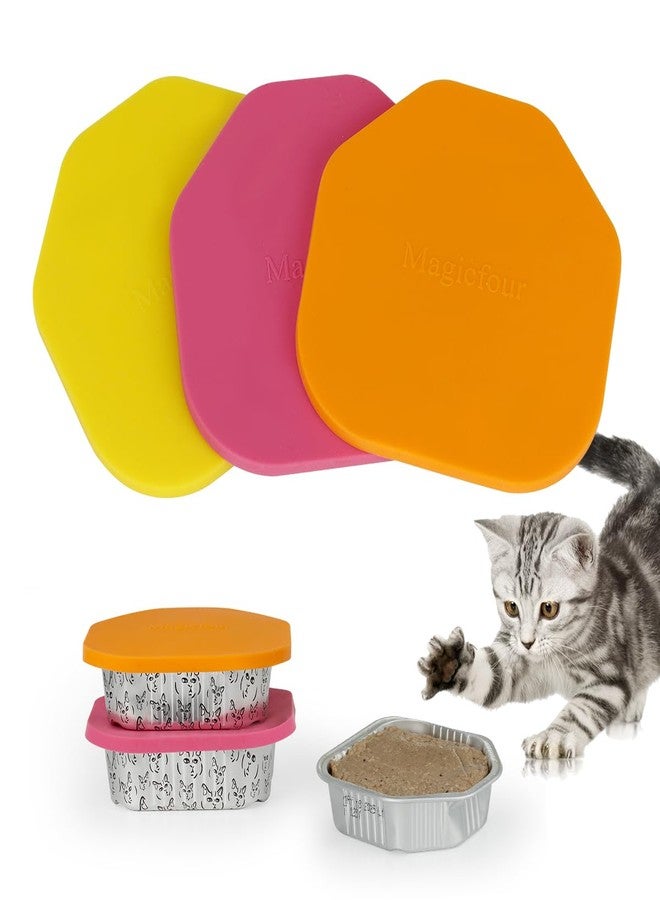 Magicfour Cat Food Can Cover Lid for Kirkland, 3 Pcs Silicon Can Sealer Saver Top Cap for Small Cat Pet - Image 1