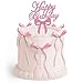 Solldgt Bow Cake Topper Pink Ribbon Bow Cake Topper with Happy Birthday Sign Pink Bow Coquette Birthday Decorations Vintage Cake Toppers Party Decor - Image 3