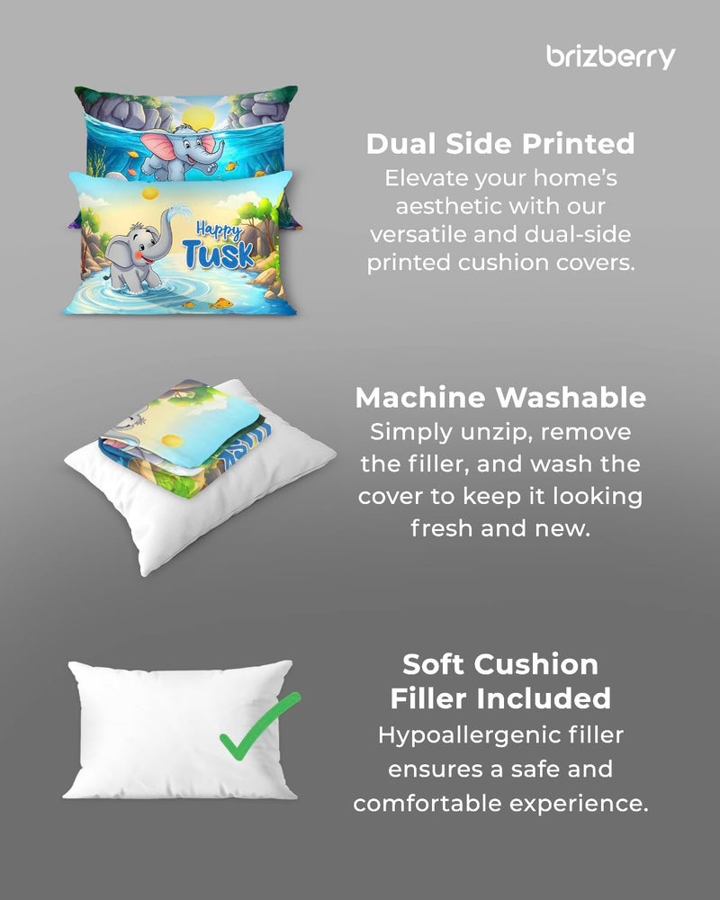 Brizberry® Kids Pillow Cushion with Super Soft Fabric | Animal & Cartoon Prints | 12x18 inches (Design 2) - Image 3
