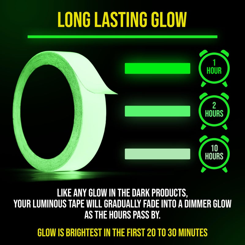 Lockport Glow in The Dark Tape - 15 Ft x 0.5 in - Bright - Rechargeable - Reflective - Glow Tape in The Dark - Halloween Decoration, Christmas Decor, Night Decorations, Home Marking, Stairs, Exit Sign - Image 3