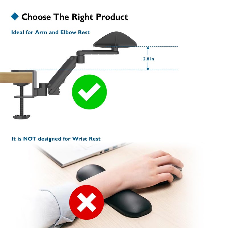 BONTEC Adjustable Arm Rest for Desk, Ergonomic Elbow Rest Pad, 360Â° Rotating & Extendable Desk Arm Support, Durable Aluminum, Keyboard & Computer Arm Rest Pad, Office & Gaming Desk Accessories - Image 2
