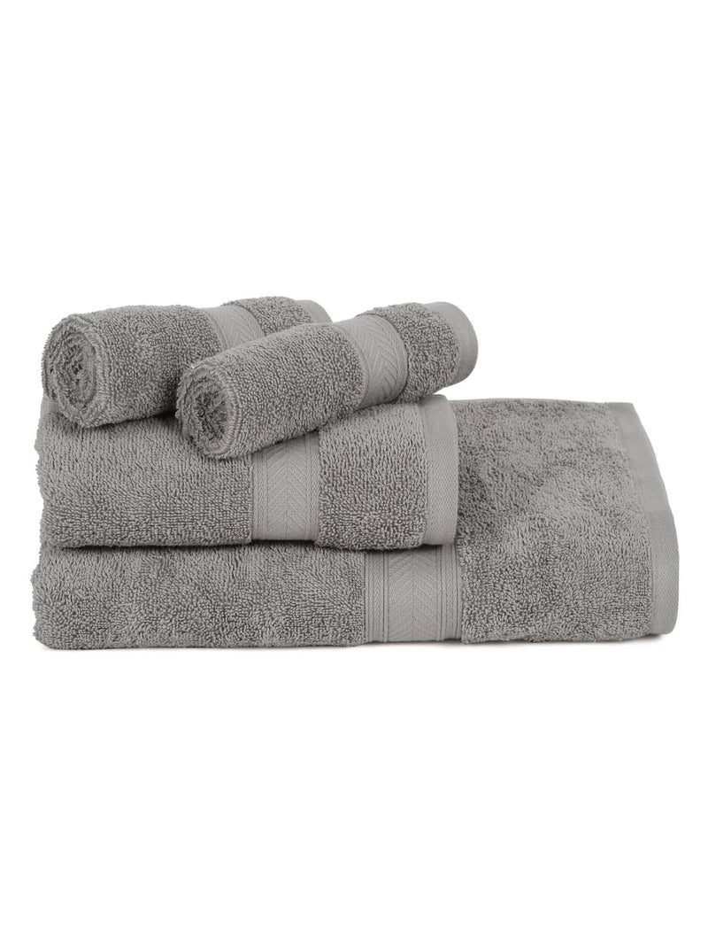 Casa Lino 4 Piece Bath Towel Set  1 Bath Towel  1 Wash Cloth  2 Hand Towels  Bathroom Essentials for New Home  100% Cotton Luxury Towels  Highly Absorbent Bathroom Set  Silver
