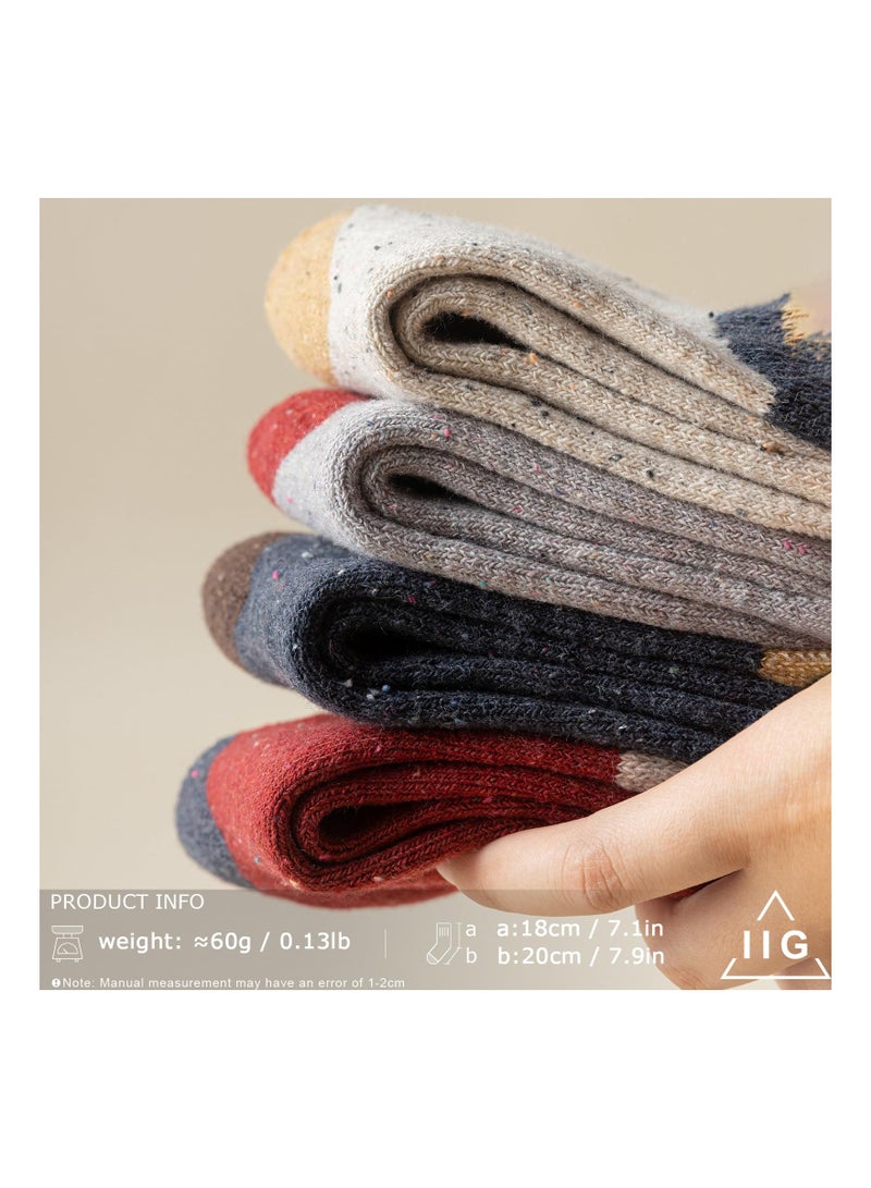 Thick Wool Socks Classic Vintage Fashion Knit Hiking Crew Soft and Comfortable Warm Winter Socks Gifts for Women 5 Pairs Per Pack