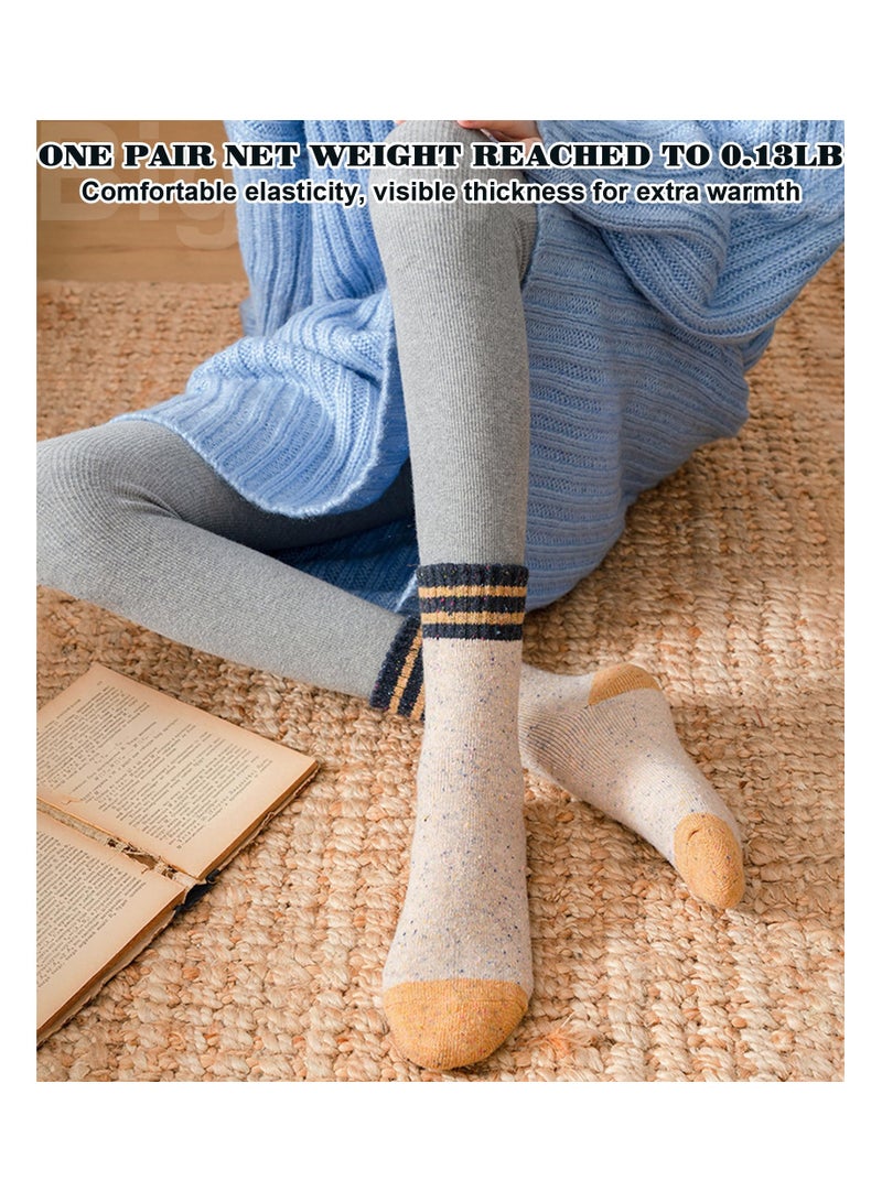 Thick Wool Socks Classic Vintage Fashion Knit Hiking Crew Soft and Comfortable Warm Winter Socks Gifts for Women 5 Pairs Per Pack