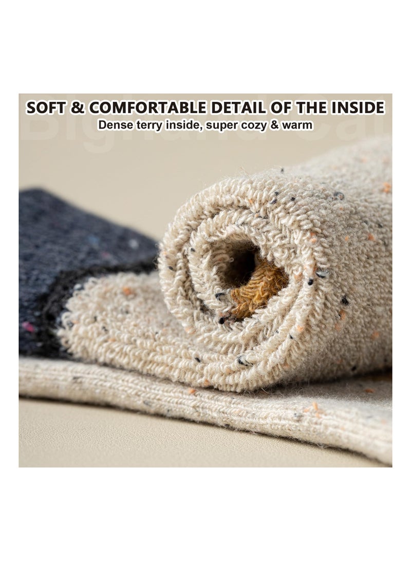 Thick Wool Socks Classic Vintage Fashion Knit Hiking Crew Soft and Comfortable Warm Winter Socks Gifts for Women 5 Pairs Per Pack