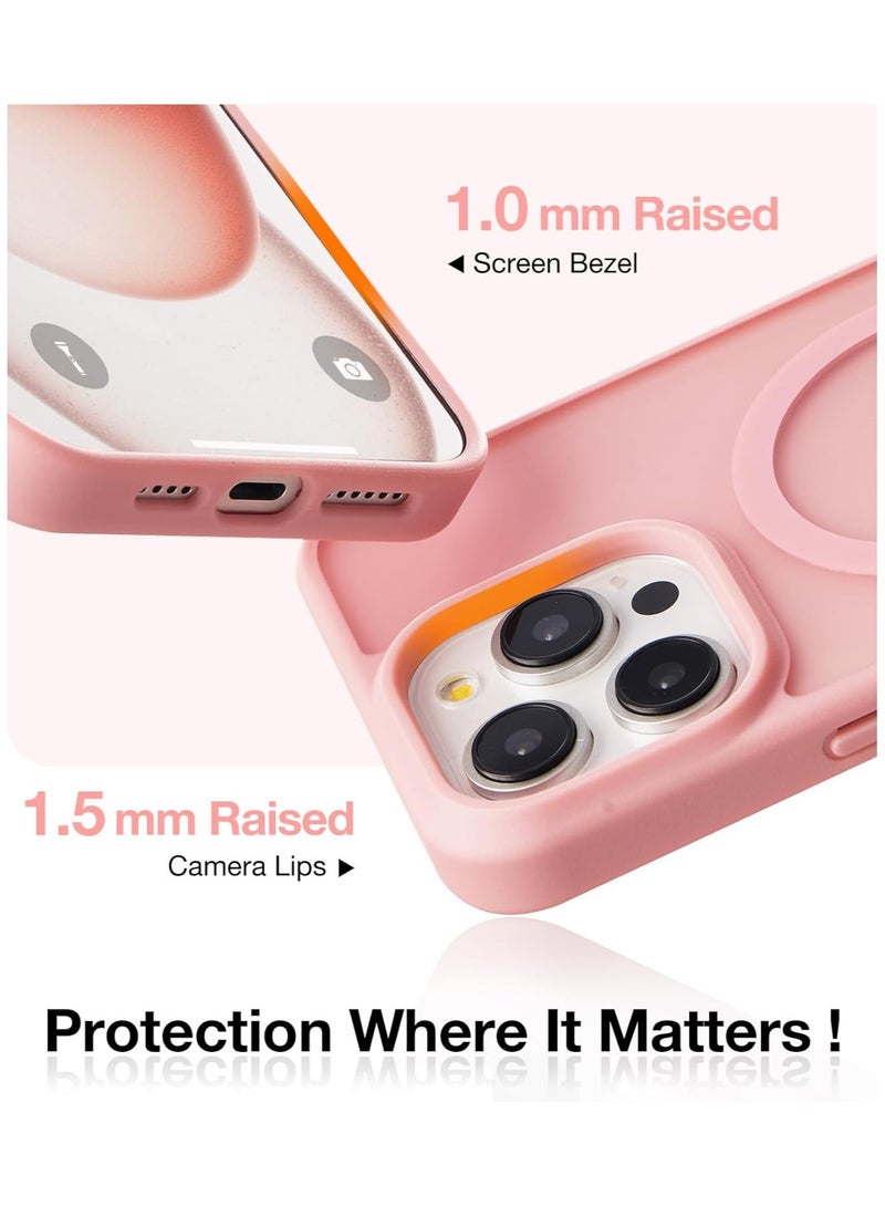 TORRAS Upgraded Magnetic & Stand for iPhone 15 Pro Case [Mil-Grade Drop Tested] [Compatible with MagSafe] Slim Thin Light Frosted Case for iPhone 15Pro Case Professional (6.1"), Pink Pink - Image 4