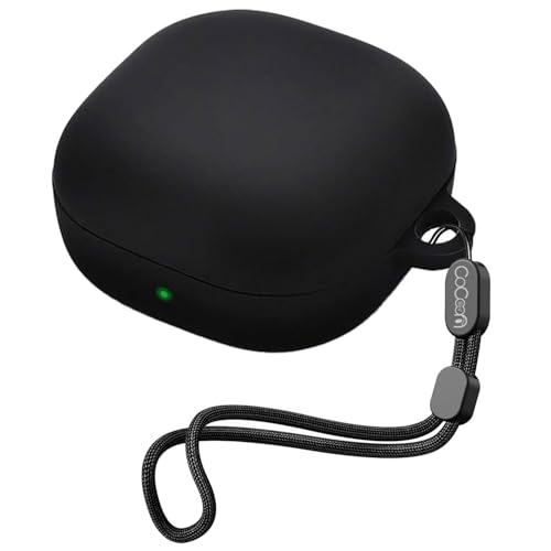 Cocoonkart Silicone Case Cover for Samsung Galaxy Buds Core (Black + Lanyard) - Image 1