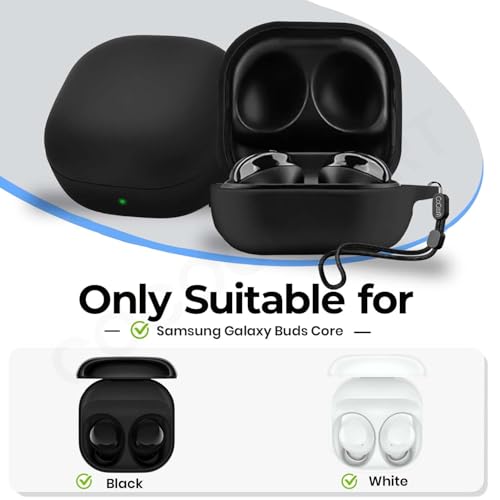 Cocoonkart Silicone Case Cover for Samsung Galaxy Buds Core (Black + Lanyard) - Image 2