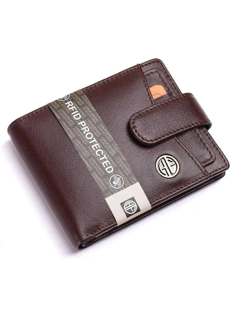  هاموندز فلاي كاتشر محافظ جلدية للرجال، خشب أحمر، محفظة جلد نابا بنية محمية بتقنية تحديد الهوية بموجات الراديو للرجال، محفظة رجالية مع 5 فتحات للبطاقات | 5DGK