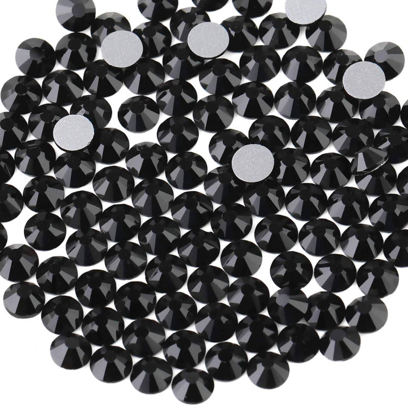 beadsland Flat Back Crystal Rhinestones Round Gems, Black (2.7-2.8mm) SS10/1440pcs - Image 1