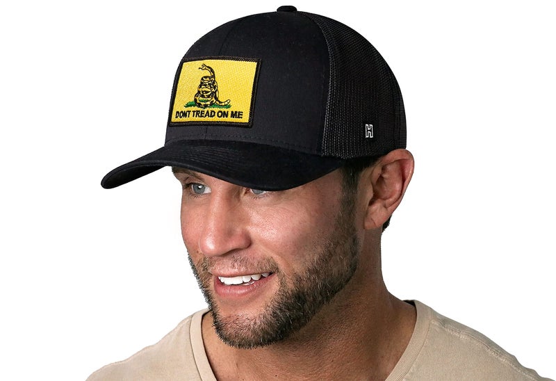 HAKA Dont Tread on Me Black Trucker Hat – Gadsden Flag Mesh Snapback Cap for Men, Women & Golf, Patriotic Baseball Dad Hat - Image 3