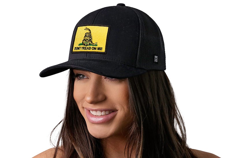 HAKA Dont Tread on Me Black Trucker Hat – Gadsden Flag Mesh Snapback Cap for Men, Women & Golf, Patriotic Baseball Dad Hat - Image 4