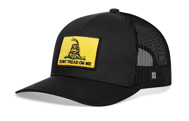 HAKA Dont Tread on Me Black Trucker Hat – Gadsden Flag Mesh Snapback Cap for Men, Women & Golf, Patriotic Baseball Dad Hat - Image 2