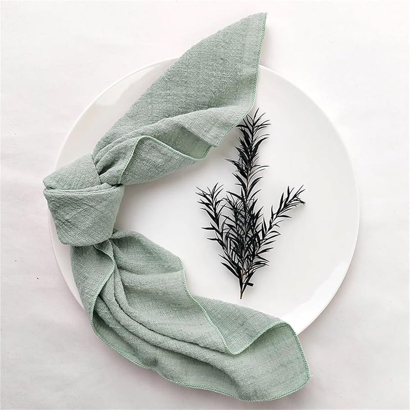 Sage Green Cotton Gauze Crepe Napkins 10 Pack 40x40cm Wedding Dinner Tea Towel - Image 2