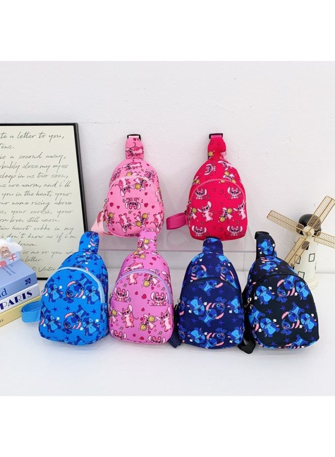 حقيبة صدر للأطفال برسوم كرتونية كاجوال أنيقة حقيبة ظهر صغيرة Stitchai حقيبة كروس للأولاد والبنات حقيبة كتف للأطفال - اللون: وردي - الحجم: 14*6*18 سم - Image 2