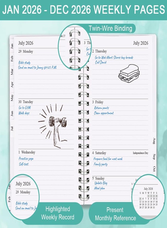 Getvow 2026 Pocket Planner/Calendar - A6 Weekly & Monthly Organizer Notebook & Journal to Track Goals, Easy to Organize Your Daily Life, Medium 3.75" x 6.75", Teal - Image 3