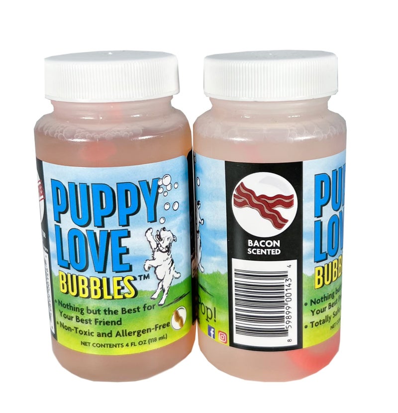 Atomic Bubbles Puppy Love Bubbles, Peanut Butter & Bacon Scented Bubbles 4oz. Bottle-2 Pack Combo (1 Peanut Butter/1 Bacon) for Dogs - Image 4