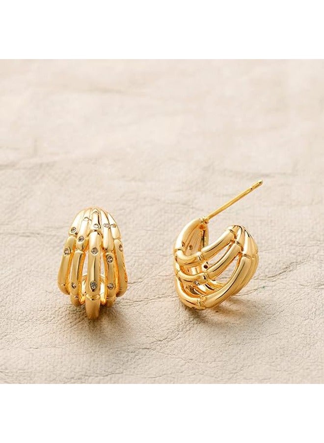 ميفيكو المرأة هاجي أقراط الذهب هوب 14K الذهب شغل صغيرة بسيطة اليدوية هيبوالرجينيك مجوهرات يومية - Image 5