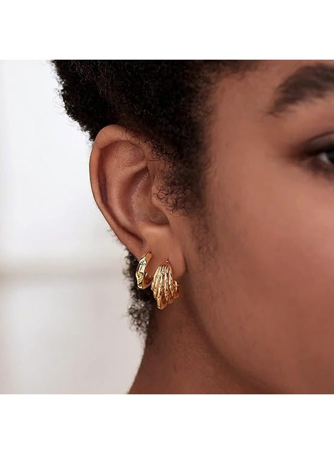 ميفيكو المرأة هاجي أقراط الذهب هوب 14K الذهب شغل صغيرة بسيطة اليدوية هيبوالرجينيك مجوهرات يومية - Image 2