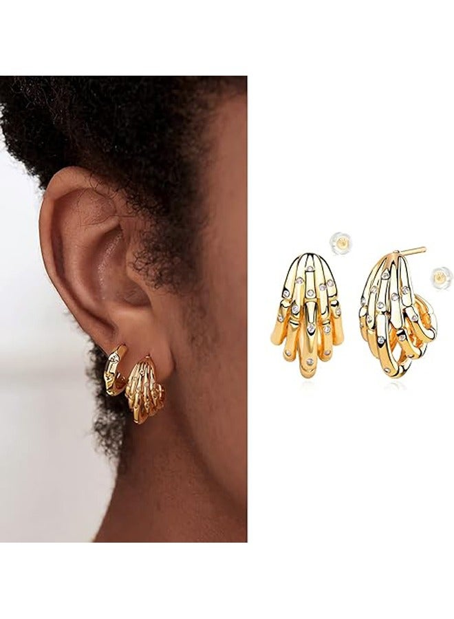 ميفيكو المرأة هاجي أقراط الذهب هوب 14K الذهب شغل صغيرة بسيطة اليدوية هيبوالرجينيك مجوهرات يومية - Image 3