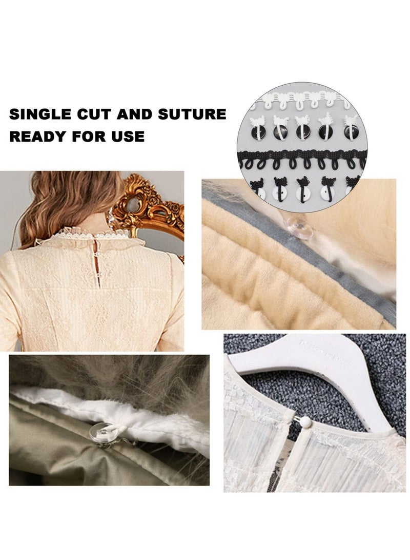 Captaintech Braid Trim with Elastic Button Loops, 40 Yards Buttonhole Elastic, Black & White with Elastic Buttonhole Trim Fringe Lace, for Crafts and Sewing - Image 5