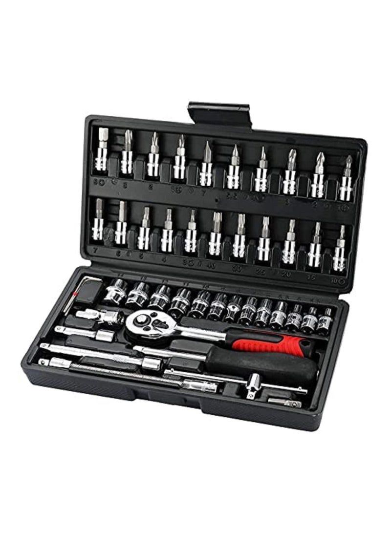 NIBEMINENT 46pcs/set Socket Ratchet Torque Wrench Extension Bar Drill Bits Automobiles Repair Tools Kit Multifunction Repair Hand Tool Kit  - Image 1
