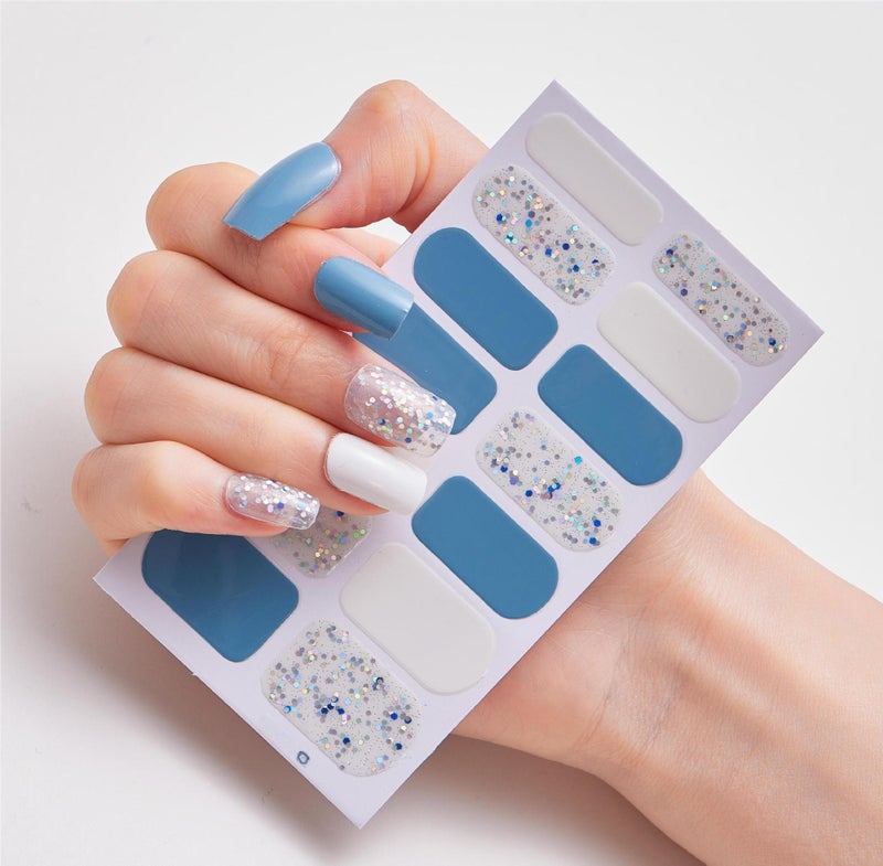 Cured Gel Nail Polish Strips Stickers, Adhesive Full Wrap Gel Nail Art Sticker, Waterproof Gel Nail Wrap Stickers with Nail File and Stick - Image 1