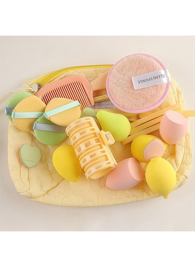 Gecomo 24PCS Makeup Sponge Set, Powder Puff & Cosmetic Set Travel Organizer Bag, Multi-styles Sponges Makeup Beauty Tools - Image 4
