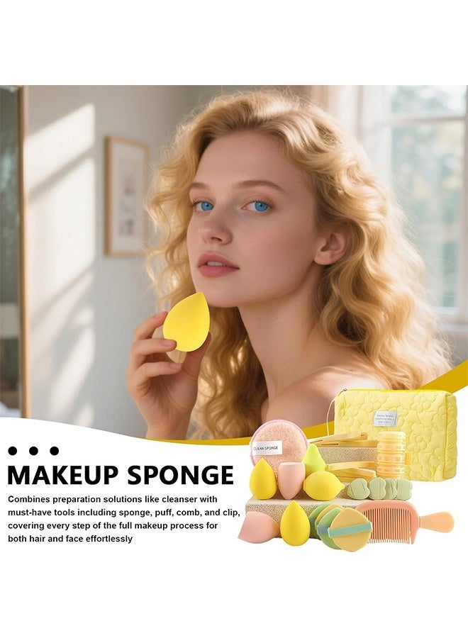 Gecomo 24PCS Makeup Sponge Set, Powder Puff & Cosmetic Set Travel Organizer Bag, Multi-styles Sponges Makeup Beauty Tools - Image 5