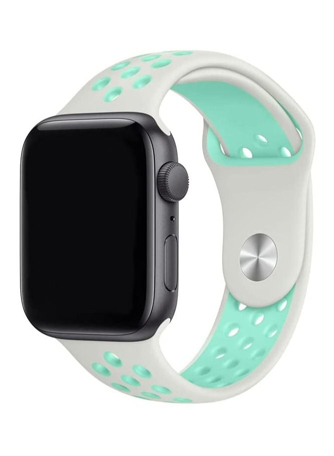 VITION Sport Band Compatible with Apple Watch Band, Breathable Soft Silicone Replacement Wristband for iWatch Series 7/6/5/4/3/2/1/SE Nike+/Sports Edition 41mm/40mm/38mm,spruce aura vapor green - Image 1