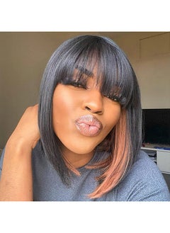 Peekaboo Color Bob Wigs With Bangs 14 Inch Blunt Cut Black Mix Brown Light Yaki Straight Hair Daily Costume Wig For Black Women Shoulder Length Synthetic Hair Wigs (14 Inch Sh30) - pzsku/Z701F3BDA94BC4C4526D3Z/45/_/1719064963/c86c8286-791b-4c0b-976c-6d1be0b2a000