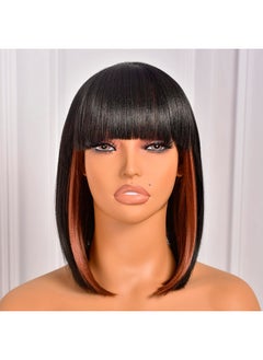 Peekaboo Color Bob Wigs With Bangs 14 Inch Blunt Cut Black Mix Brown Light Yaki Straight Hair Daily Costume Wig For Black Women Shoulder Length Synthetic Hair Wigs (14 Inch Sh30) - pzsku/Z701F3BDA94BC4C4526D3Z/45/_/1719064965/757690d8-89a8-413b-8f77-21b2b51380a3