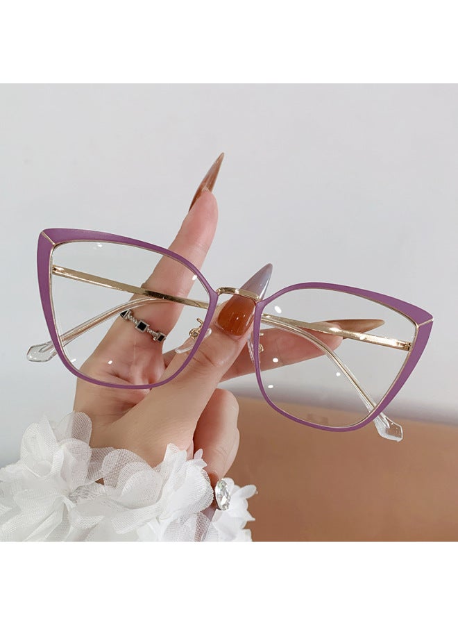 نظارات Cat Eye ذات الأرجل الربيعية المتغيرة اللون للحماية من الضوء الأزرق، مشهورة على الإنترنت، بإطار معدني عادي بنفس الطراز للنساء - Image 3