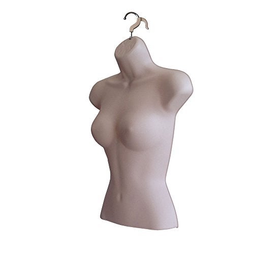 DisplayTown Female Mannequin Torso Hollow Back Body Stackable Dress Form with Hanging Hooks for Tshirt Display, Countertop, Craft Shows, Photos and Design, S-M Clothing Size (Flesh, Set of 1) - Image 2