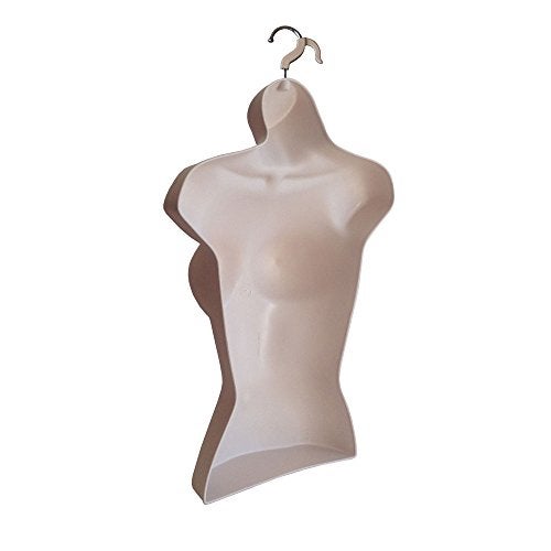 DisplayTown Female Mannequin Torso Hollow Back Body Stackable Dress Form with Hanging Hooks for Tshirt Display, Countertop, Craft Shows, Photos and Design, S-M Clothing Size (Flesh, Set of 1) - Image 4