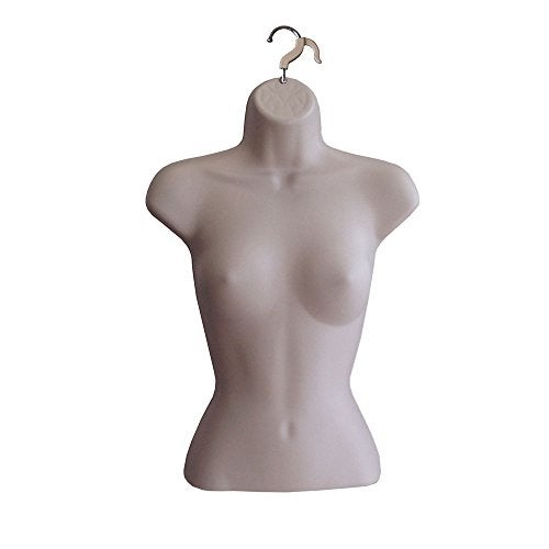 DisplayTown Female Mannequin Torso Hollow Back Body Stackable Dress Form with Hanging Hooks for Tshirt Display, Countertop, Craft Shows, Photos and Design, S-M Clothing Size (Flesh, Set of 1) - Image 1