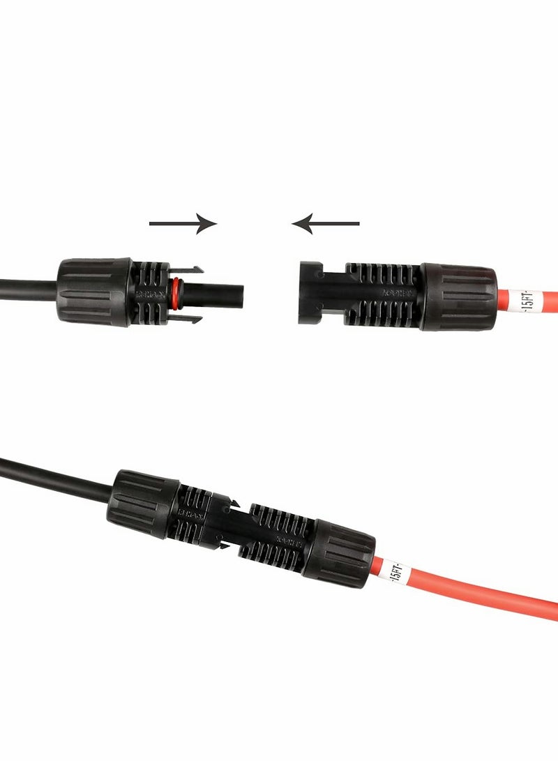 Zikra Solar Panel Extension Cable, Solar Panel Adapter with Female and Male Waterproof Connector, 10FT 10AWG Extension Cord for Power Generation (Red, Black) - Image 4