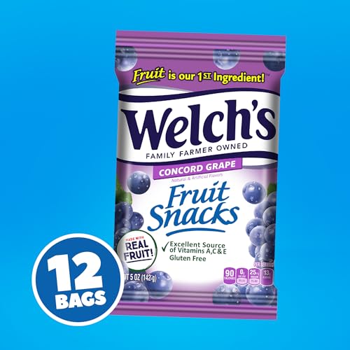 Welch's Fruit Snacks, Concord Grape Snack Box, Gluten Free, 5oz Snack Packs (Pack of 12) - Image 2
