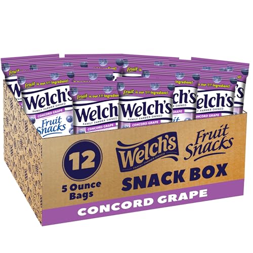 Welch's Fruit Snacks, Concord Grape Snack Box, Gluten Free, 5oz Snack Packs (Pack of 12) - Image 1