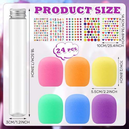 Newtay 24 Pcs Microphone Candy Tubes Kpop Themed Birthday Party Decor 10 Fake Plastic Microphone Prop Toy with Stickers for Karaoke Disco Singer Stage Favors Candy Not Included Colorful - Image 5