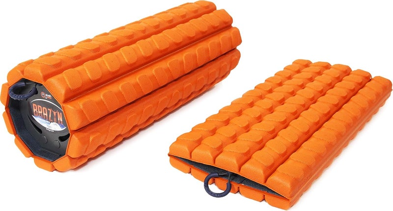 Brazyn Morph Foam Roller (Alpha-Orange): Collapsible Travel Foam Roller for Pain Relief, Workout Muscle Recovery, Back Massager, Deep Tissue Leg Massage, Back Cracker, Stretcher; Small, Portable - Image 1