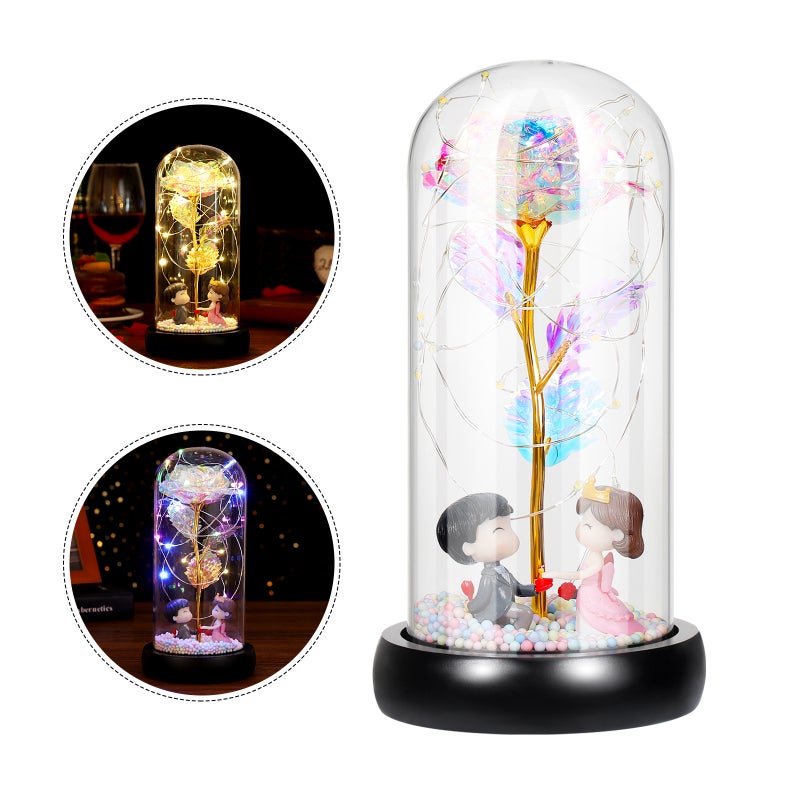 Golden Foil Rose Dome with Lights present Box for Valentine's Day Mother's Day Anniversary Wedding Adornment - Image 1