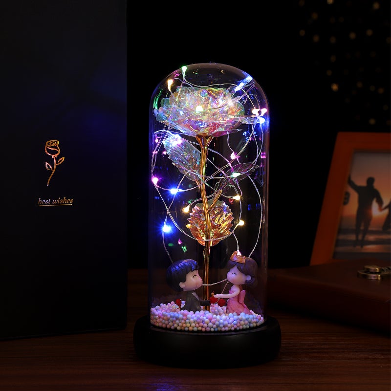 Golden Foil Rose Dome with Lights present Box for Valentine's Day Mother's Day Anniversary Wedding Adornment - Image 2