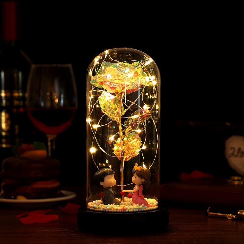 Golden Foil Rose Dome with Lights present Box for Valentine's Day Mother's Day Anniversary Wedding Adornment - Image 3