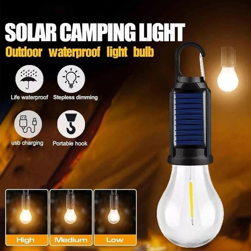 coku Solar Powered Rechargeable Emergency LED Light Bulb, Portable Waterproof Hanging Camping Lantern with 3 Modes & USB Charging, Outdoor Tent Lights for Hiking, Car, Household, Traveling (Pack 1) - Image 5